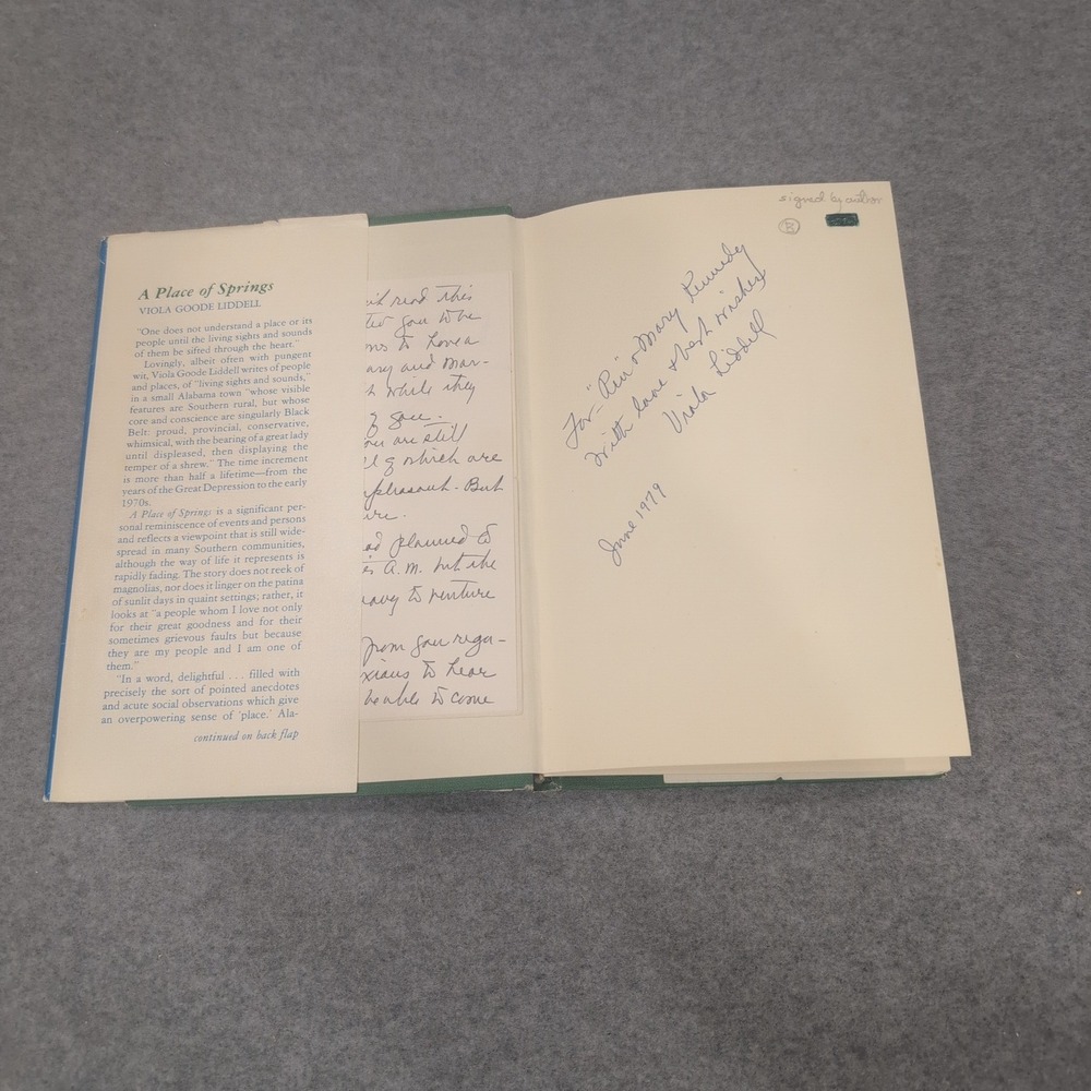 A Place of Springs Viola Goode Liddell Signed Hardcover Alabama History 1979 - Picture 2 of 3